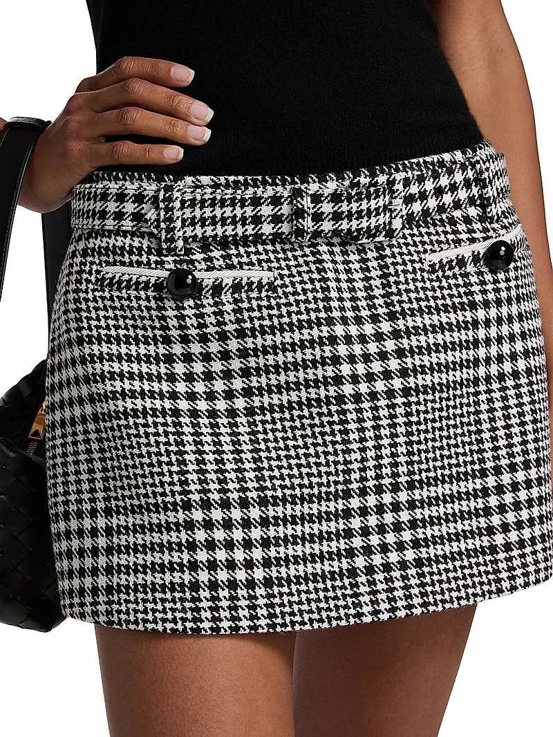 Houndstooth Wool-Blend Mini Skort