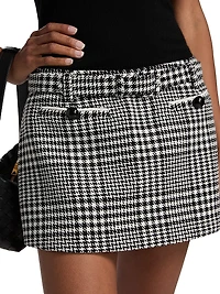 Houndstooth Wool-Blend Mini Skort