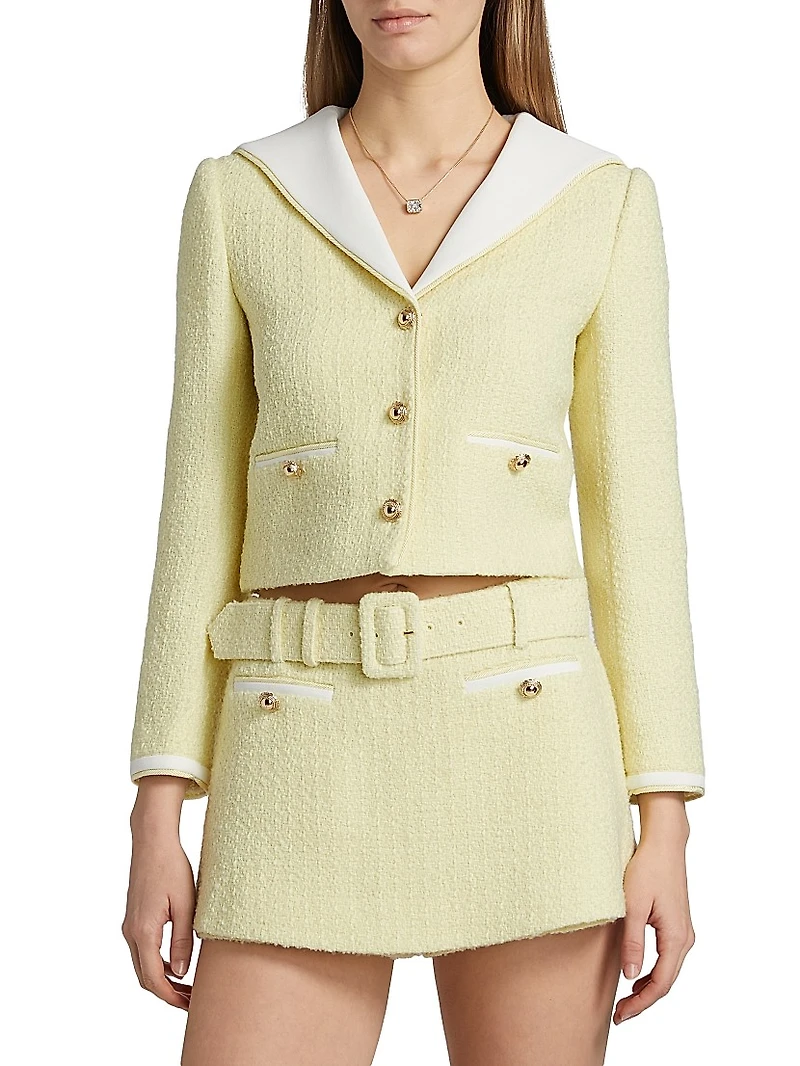 Bouclé Sailor Collar Jacket