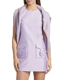 Taffeta Sleeveless Shift Minidress