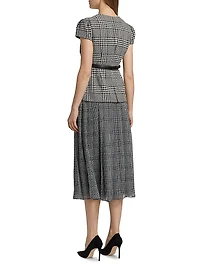 Houndstooth Belted Midi-Dress