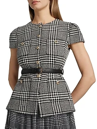 Houndstooth Belted Midi-Dress