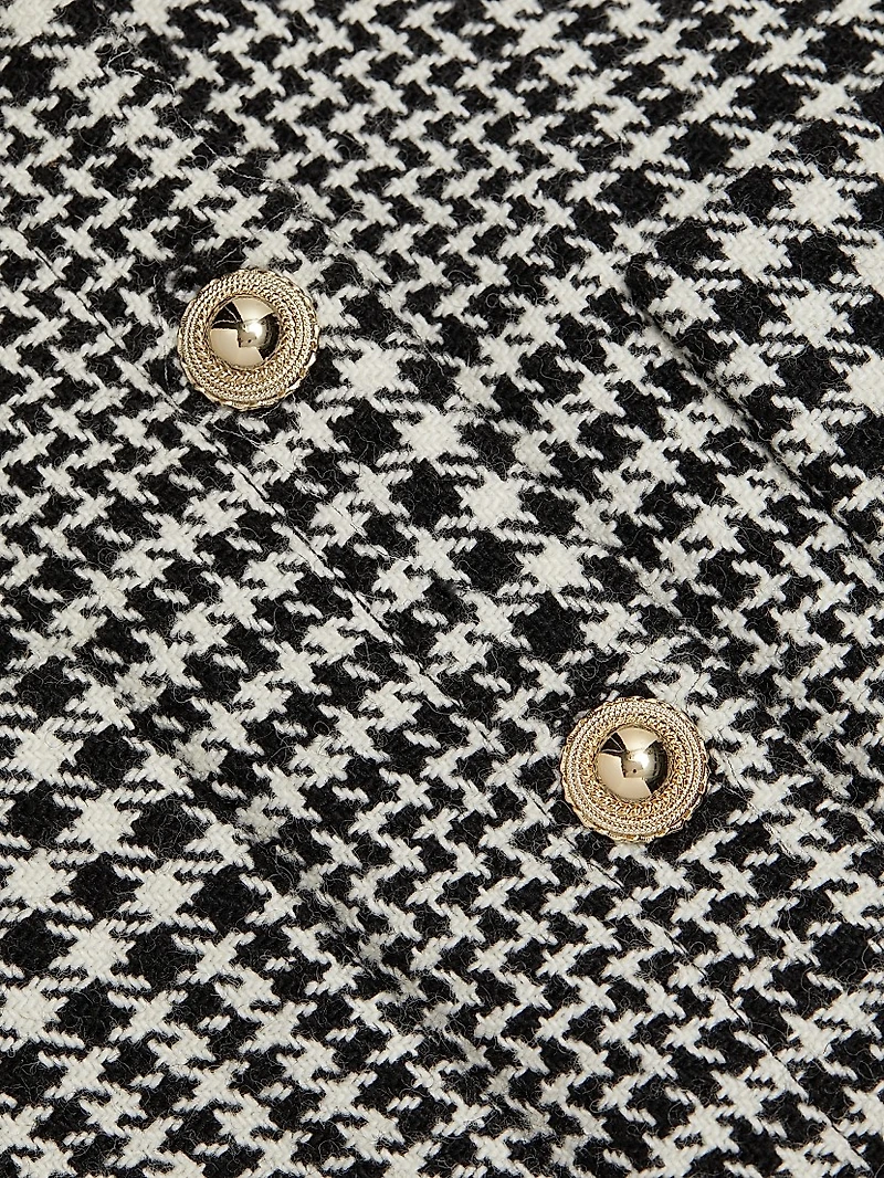 Houndstooth Belted Midi-Dress