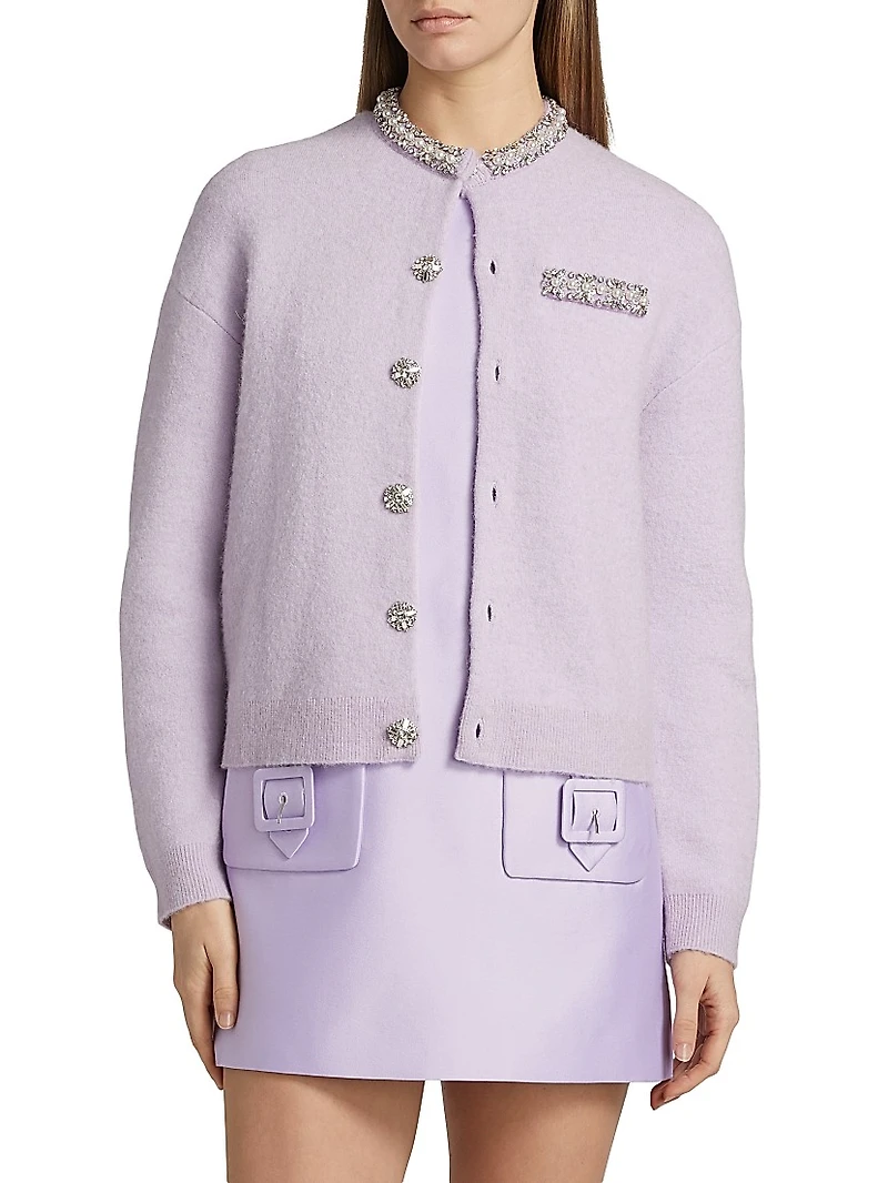 Embellished-Trim Cardigan