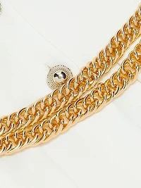 Taffeta Chain-Belt Maxi Dress