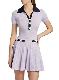 Pointelle-Knit Polo Minidress