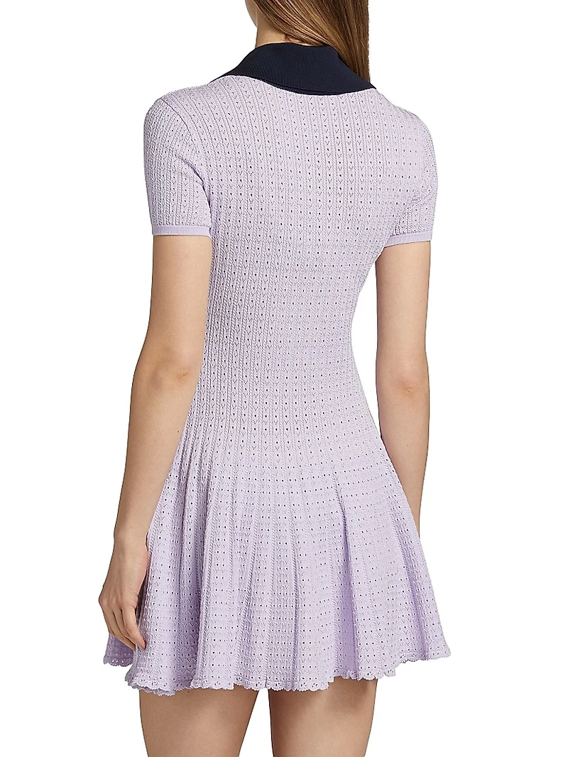 Pointelle-Knit Polo Minidress