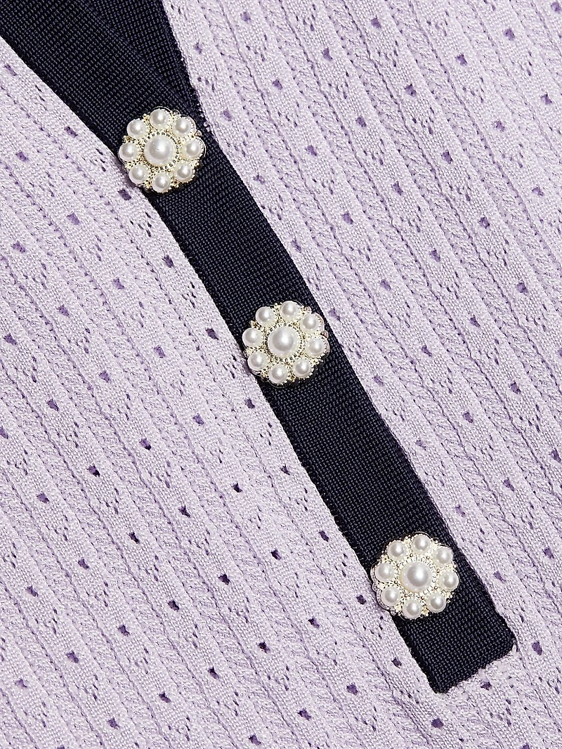 Pointelle-Knit Polo Minidress