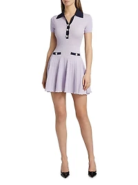 Pointelle-Knit Polo Minidress
