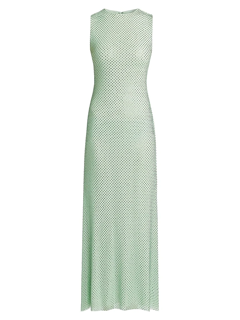 Mint Rhinestone Mesh Maxi Dress
