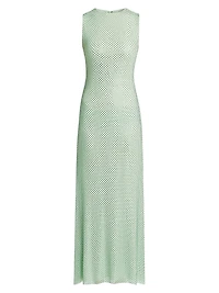 Mint Rhinestone Mesh Maxi Dress