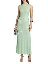 Mint Rhinestone Mesh Maxi Dress