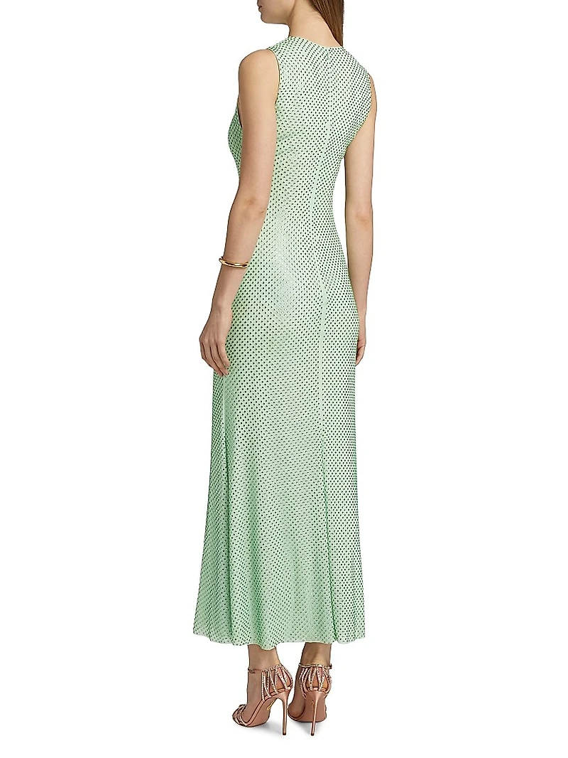 Mint Rhinestone Mesh Maxi Dress