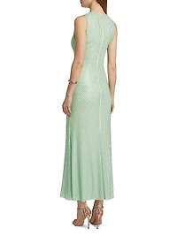 Mint Rhinestone Mesh Maxi Dress