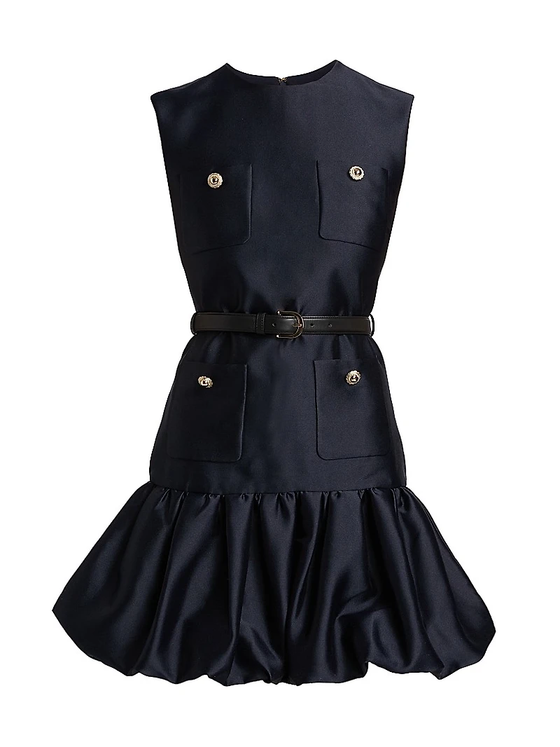 Taffeta Sleeveless Bubble Hem Minidress