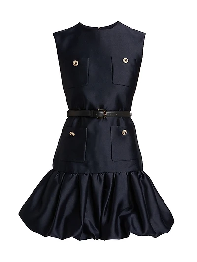Taffeta Sleeveless Bubble Hem Minidress
