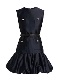 Taffeta Sleeveless Bubble Hem Minidress