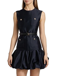 Taffeta Sleeveless Bubble Hem Minidress
