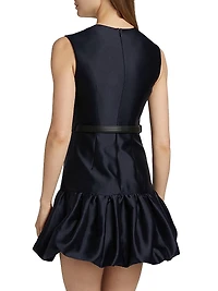 Taffeta Sleeveless Bubble Hem Minidress