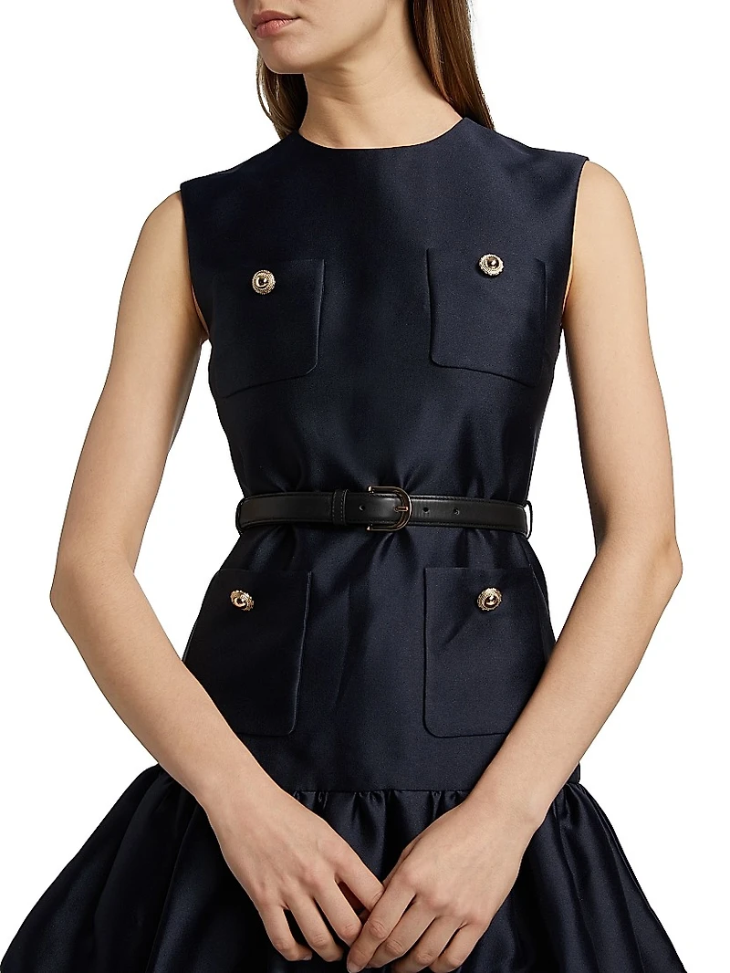 Taffeta Sleeveless Bubble Hem Minidress