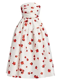 Floral-Print Taffeta Midi-Dress