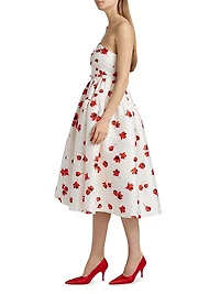Floral-Print Taffeta Midi-Dress
