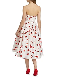 Floral-Print Taffeta Midi-Dress