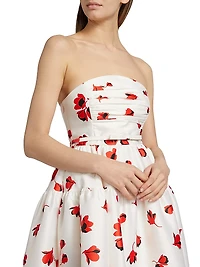 Floral-Print Taffeta Midi-Dress