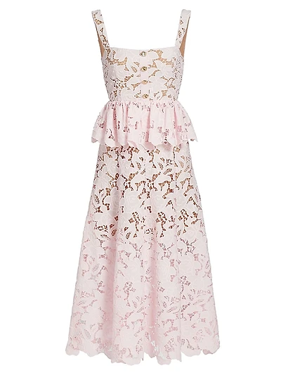 Lace Peplum Midi-Dress