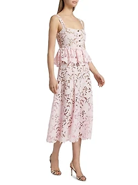 Lace Peplum Midi-Dress