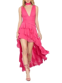 Holly Asymmetric Ruffled Maxi Dress