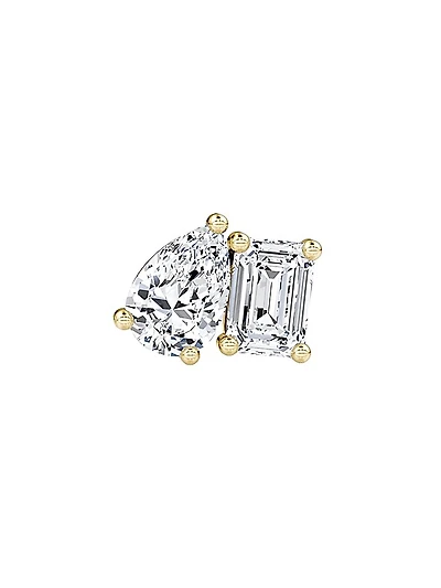 Toi Et Moi 14K Yellow Gold & 0.50 TCW Lab-Grown Diamond Single Stud Earring - Right