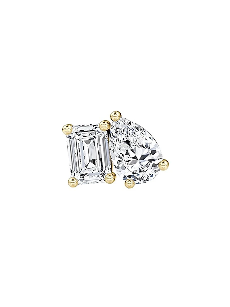 Toi Et Moi 14K Yellow Gold & 0.50 TCW Lab-Grown Diamond Single Stud Earring - Right