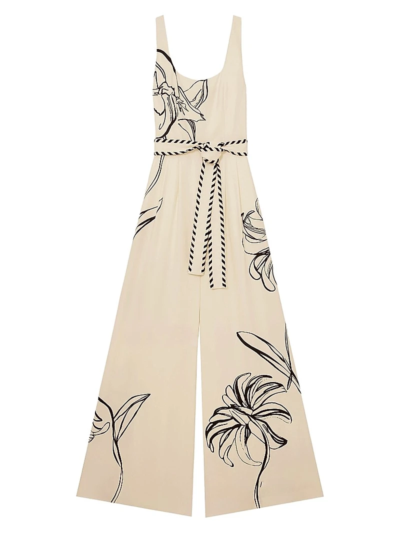 Reiss x NYBG Kinsley Stretch Tie-Waist Wide-Leg Jumpsuit