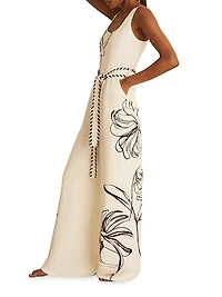Reiss x NYBG Kinsley Stretch Tie-Waist Wide-Leg Jumpsuit