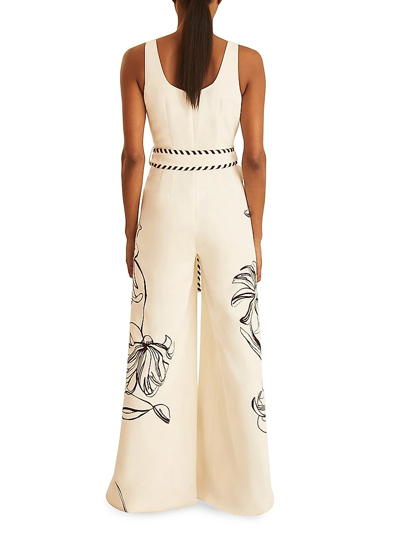 Reiss x NYBG Kinsley Stretch Tie-Waist Wide-Leg Jumpsuit