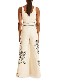 Reiss x NYBG Kinsley Stretch Tie-Waist Wide-Leg Jumpsuit
