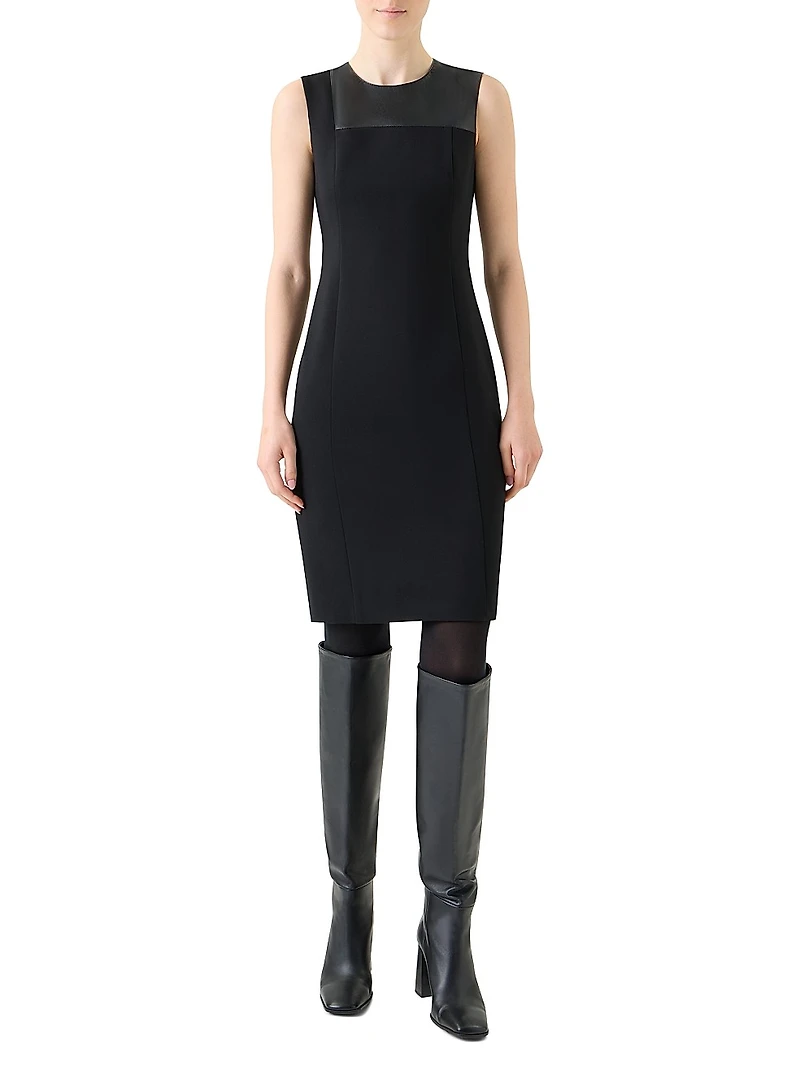 Mixed-Media Sheath Dress