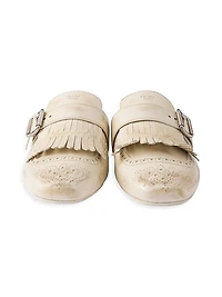 Shuffle Fringed Leather Mules