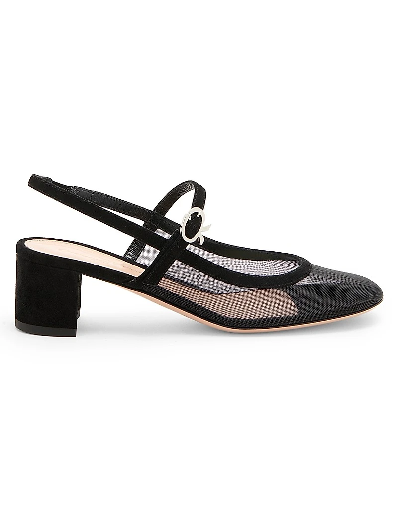 45MM Suede & Mesh Pumps