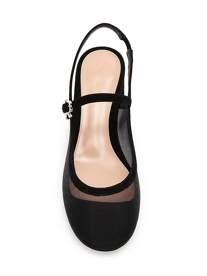 45MM Suede & Mesh Pumps