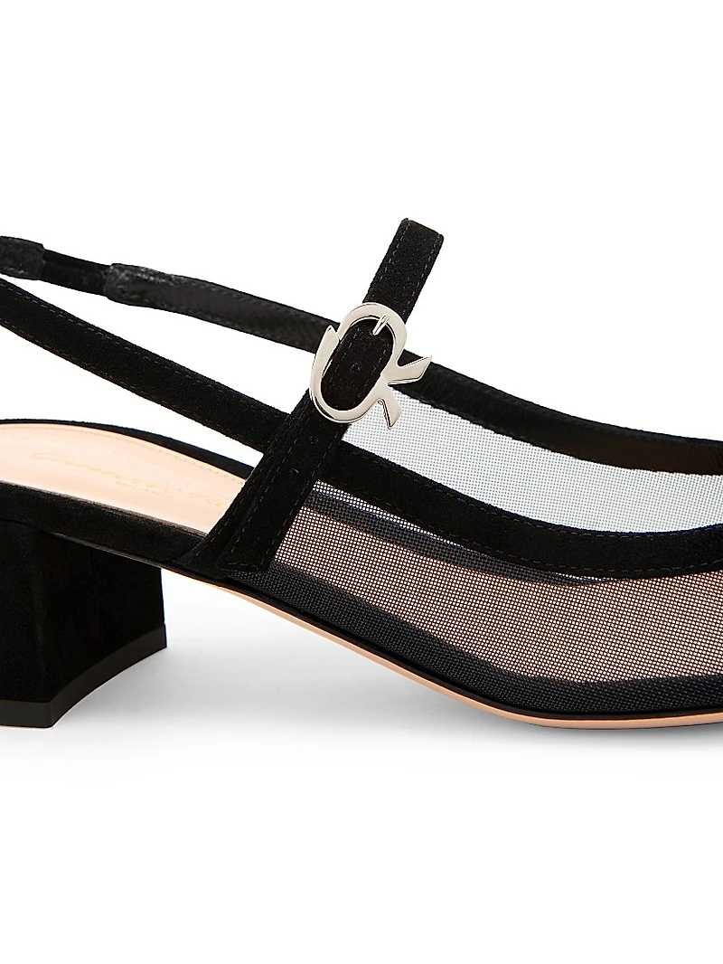 45MM Suede & Mesh Pumps