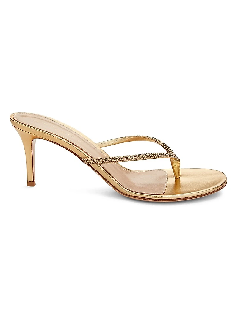 India 70MM Rhinestone-Embellished Metallic Leather Sandals