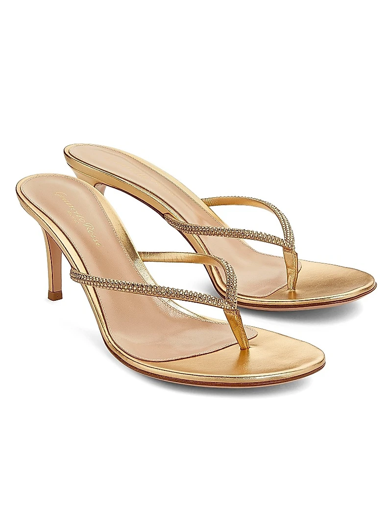India 70MM Rhinestone-Embellished Metallic Leather Sandals