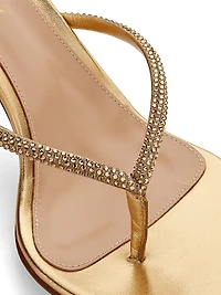 India 70MM Rhinestone-Embellished Metallic Leather Sandals