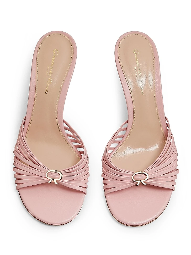 70MM Logo Leather Slip-On Sandals