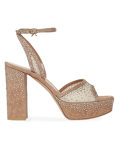 100MM Crystal-Embellished Suede Sandals