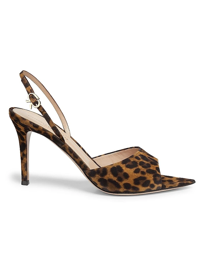 Camoscio 85MM Leopard-Print Suede Sandals