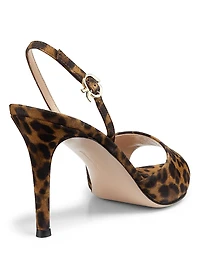 Camoscio 85MM Leopard-Print Suede Sandals