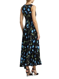 Tulip Silk Crepe Asymmetrical Midi-Dress